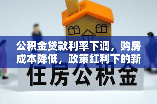 阜阳公积金贷款利率下调，购房成本降低，政策红利下的新机遇