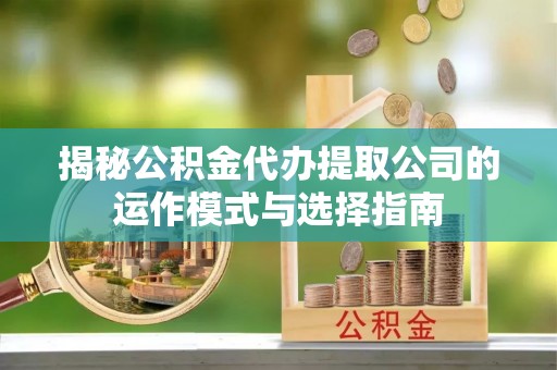 阜阳揭秘公积金代办提取公司的运作模式与选择指南
