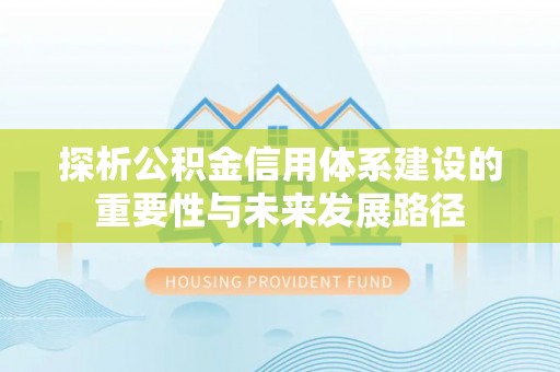 阜阳探析公积金信用体系建设的重要性与未来发展路径